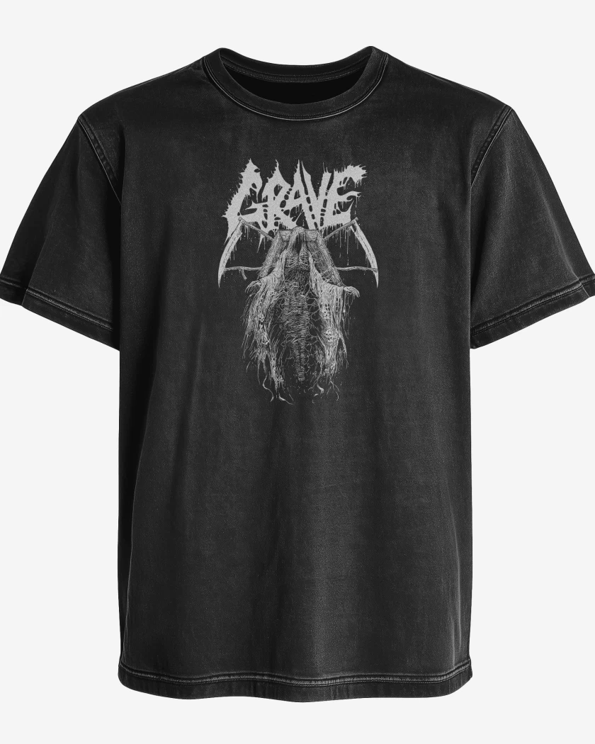 Polera desgastada Negro de Grave Coffin