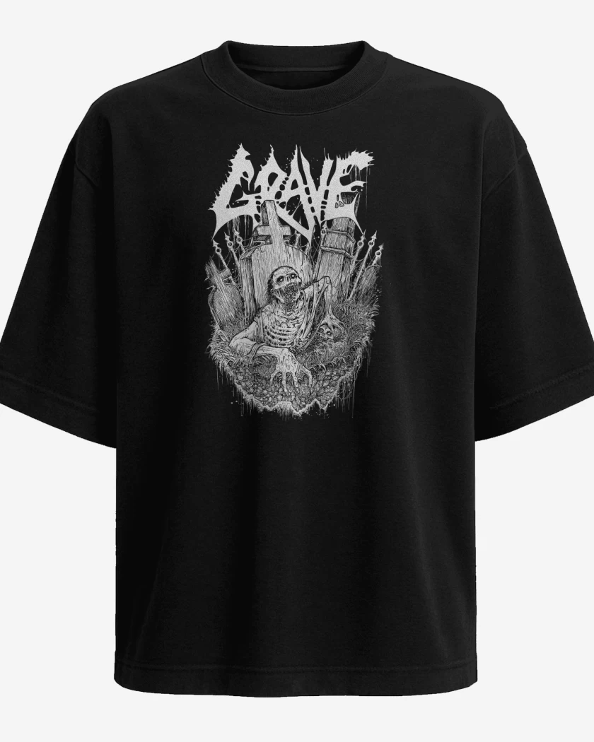 Polera Oversize Negro de Grave Tomb