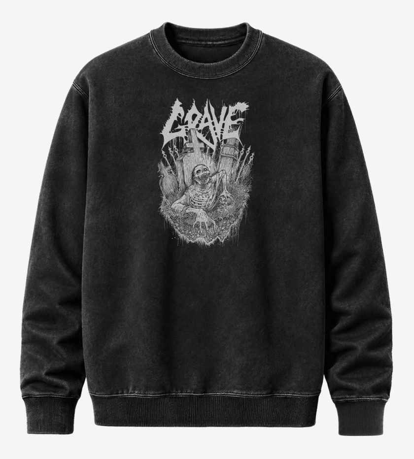 Poleron Polo Acid Wash Negro de Grave Tomb