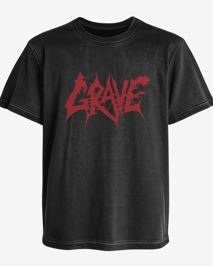 Polera desgastada Negro de Grave Logo