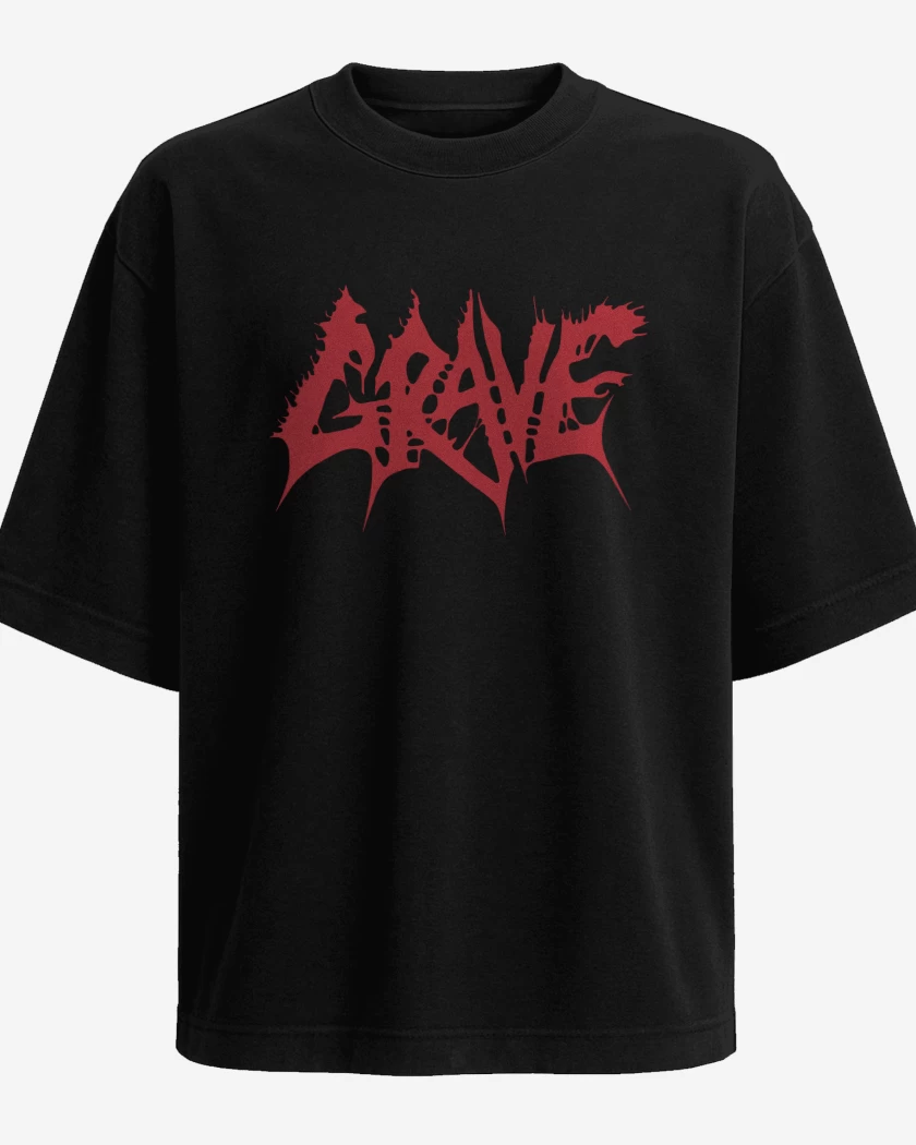 Polera Oversize Negro de Grave Logo