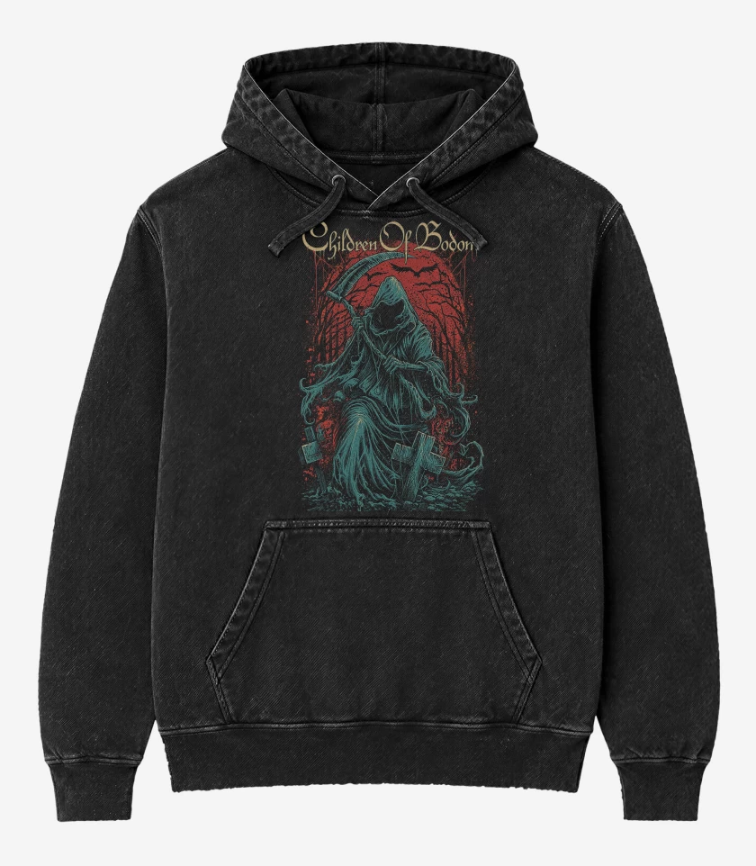 Poleron Canguro Acid Wash Negro de Children of Bodom