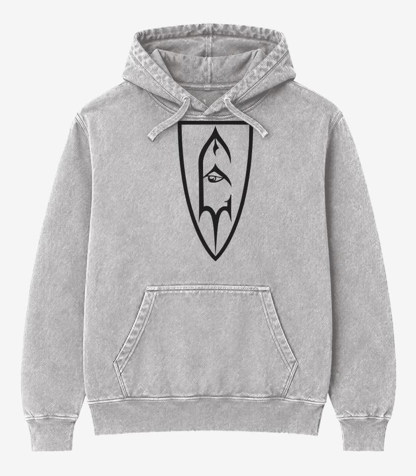 Poleron Canguro Acid Wash Gris Melange de Emperor Escudo