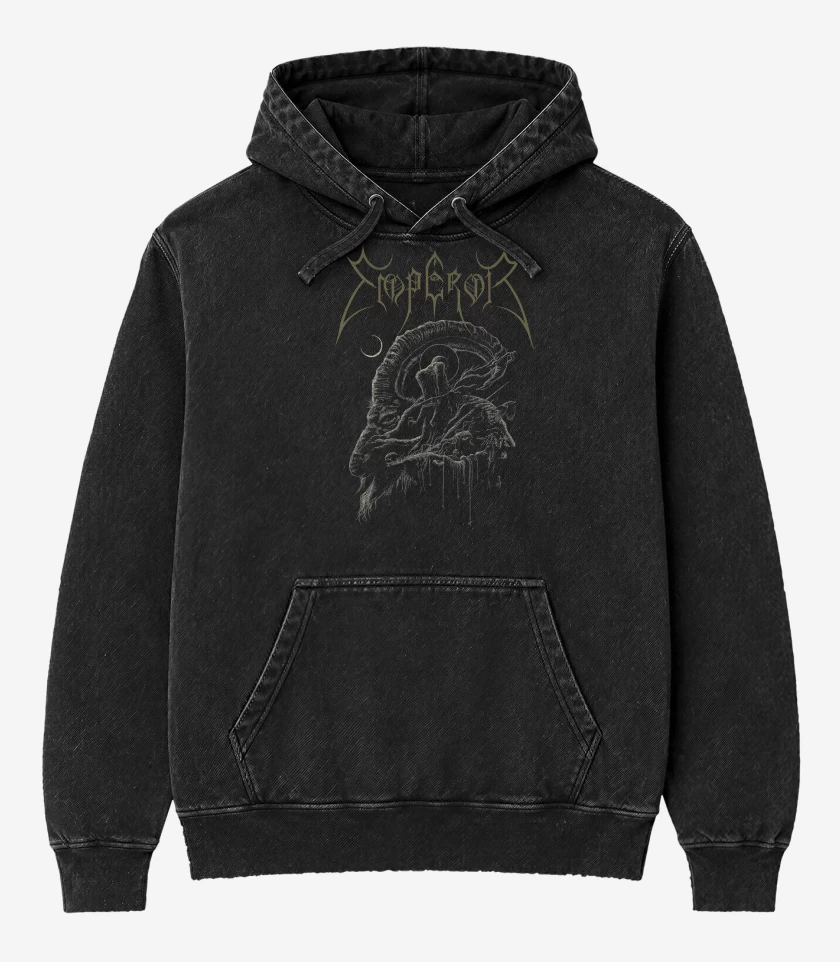 Poleron Canguro Acid Wash Negro de Emperor Goat