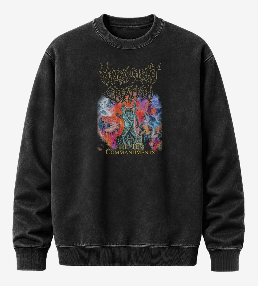 Poleron Polo Acid Wash Negro de Malevolent Creation Ten Commandments