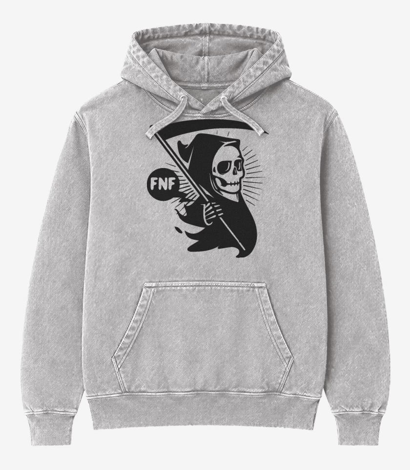 Poleron Canguro Acid Wash Gris Melange de Muerte