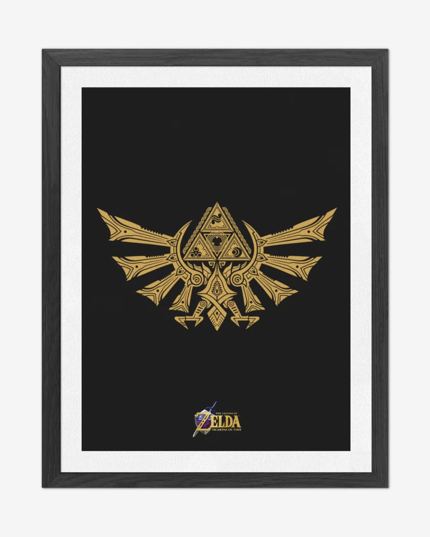 Cuadro decorativo Negro de Zelda ocarina logos