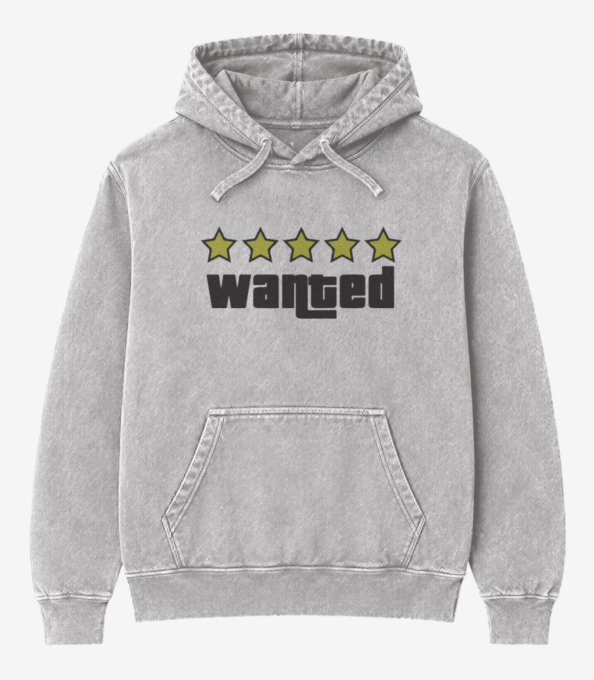 Poleron Canguro Acid Wash Gris Melange de Grand Theft Auto - Wanted