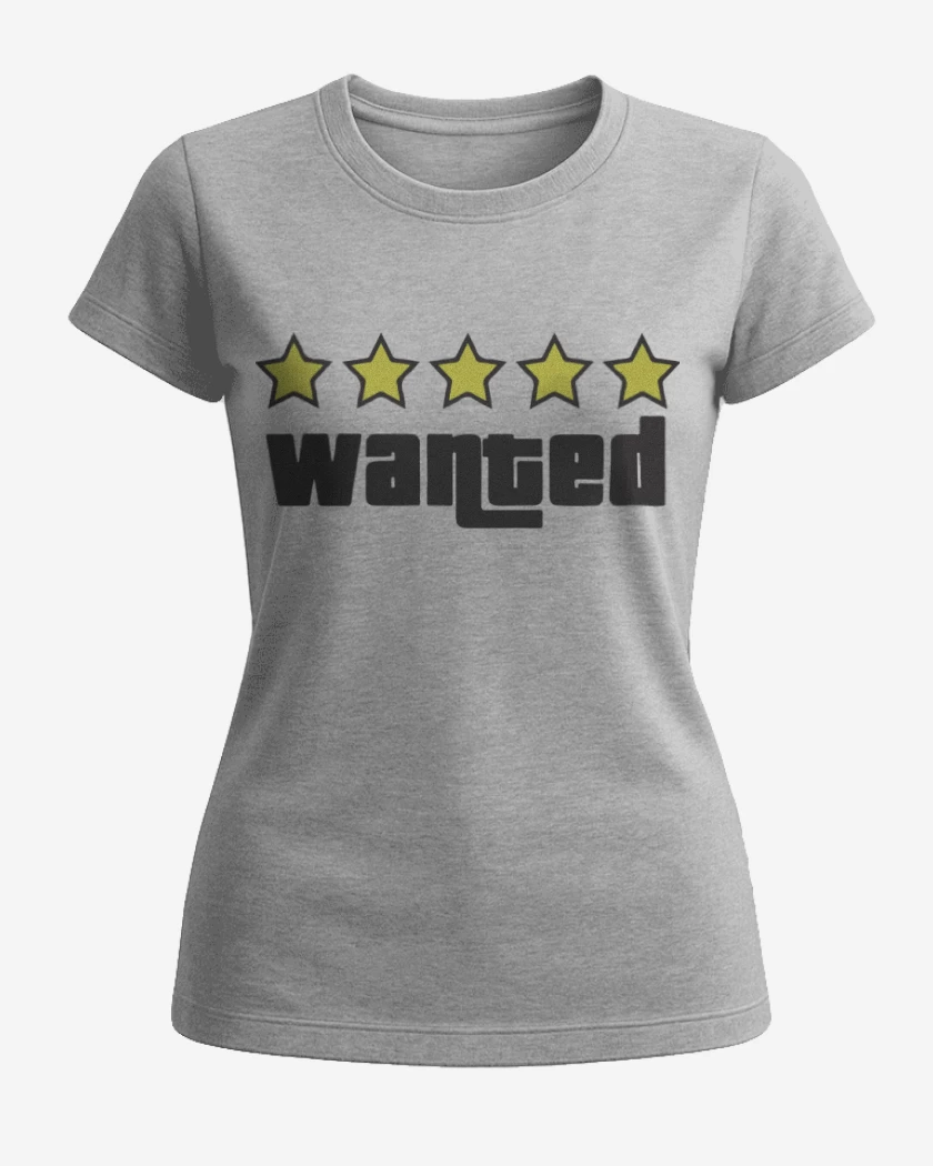 Polera de Mujer Gris Melange de Grand Theft Auto - Wanted