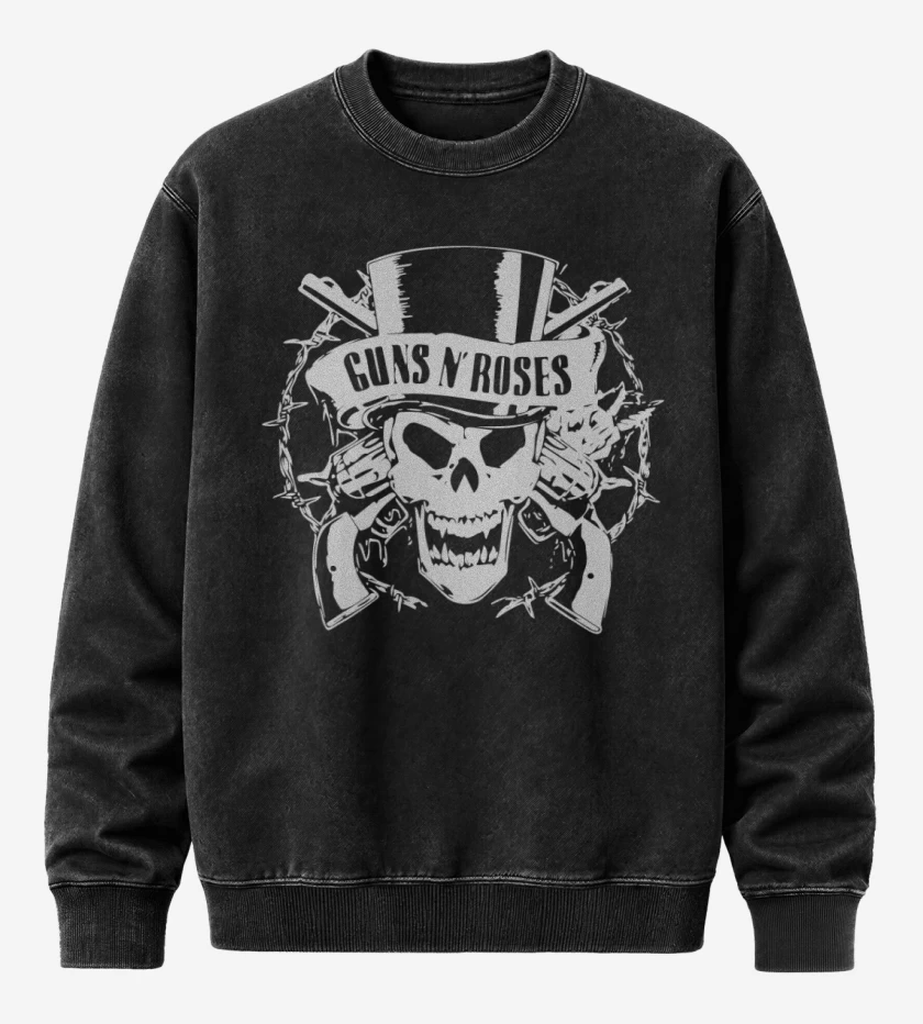Poleron Polo Acid Wash Negro de Guns And Roses
