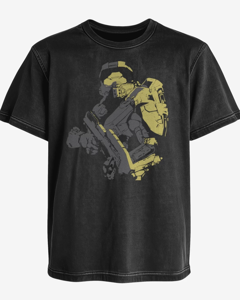 Polera desgastada Negro de Aureola