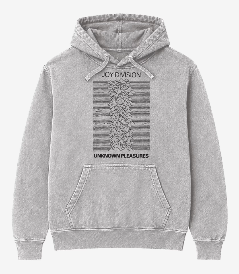 Poleron Canguro Acid Wash Gris Melange de Joy Division