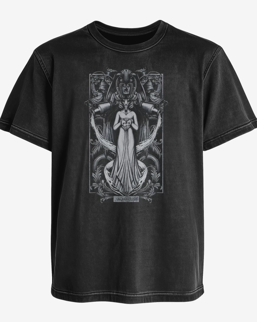 Polera desgastada Negro de Acuario