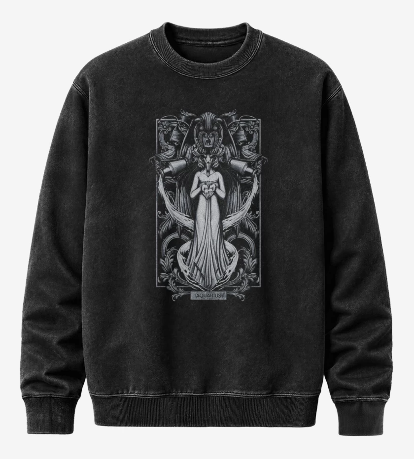 Poleron Polo Acid Wash Negro de Acuario