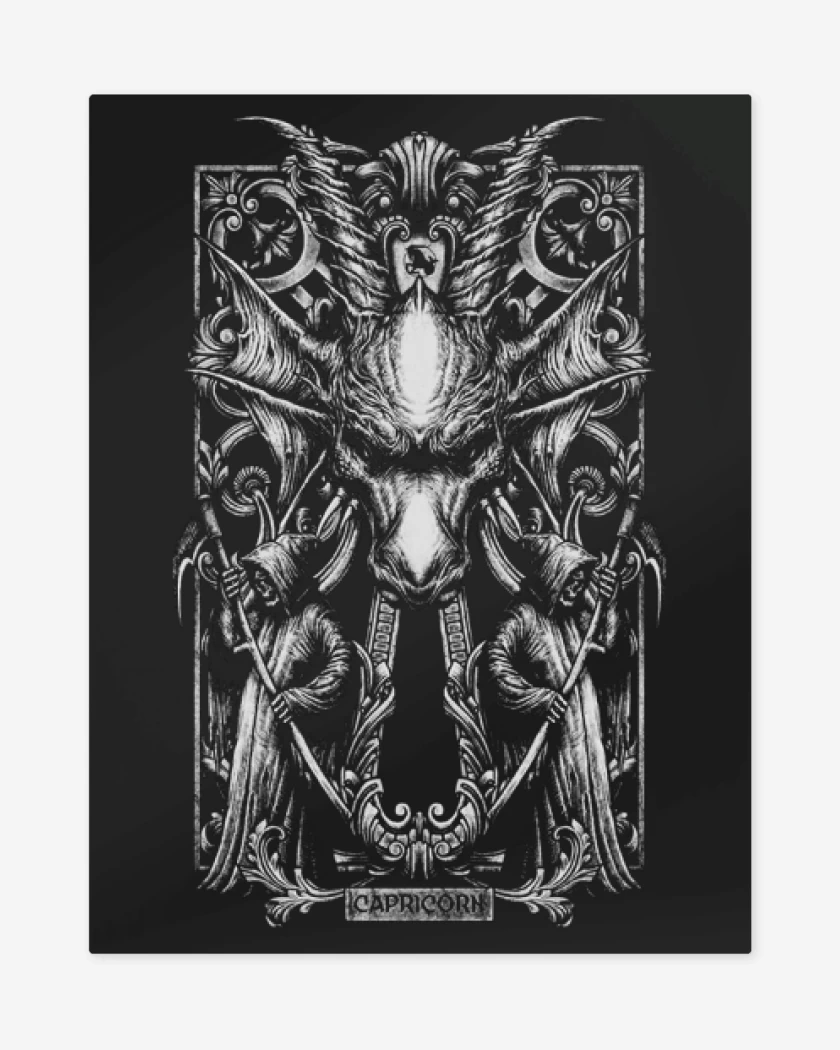 Print metalico Negro de Capricornio signos