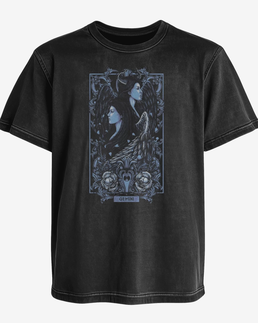 Polera desgastada Negro de Geminis