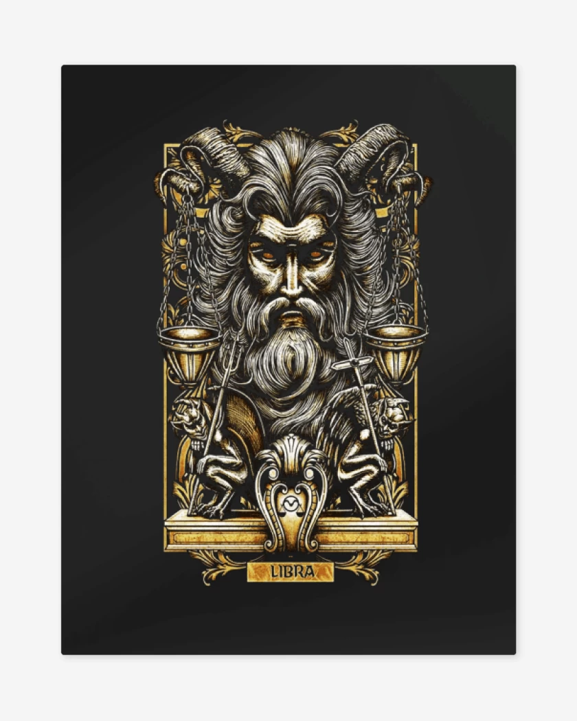 Print metalico Negro de Libra Signos