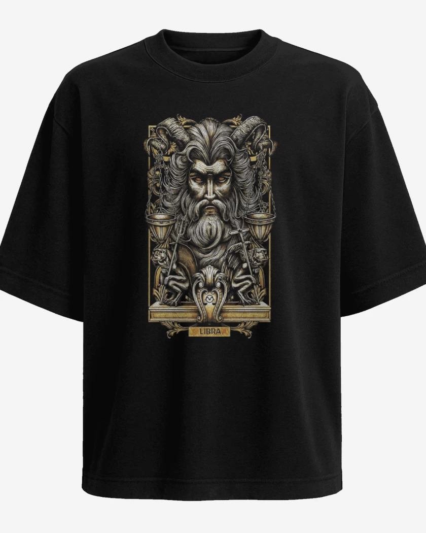 Polera Oversize Negro de Libra Signos