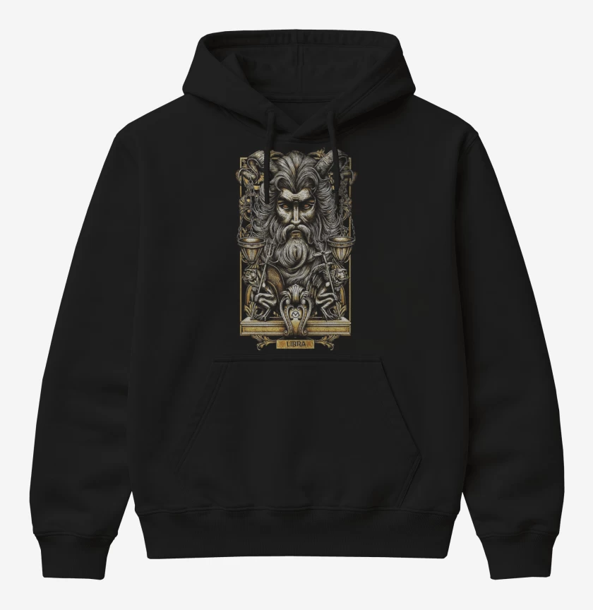 Poleron Canguro básico Negro de Libra Signos