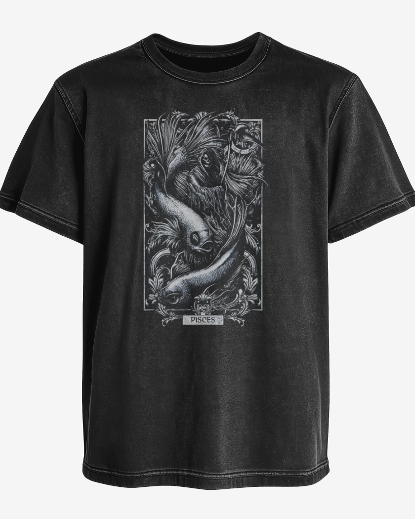 Polera desgastada Negro de Piscis