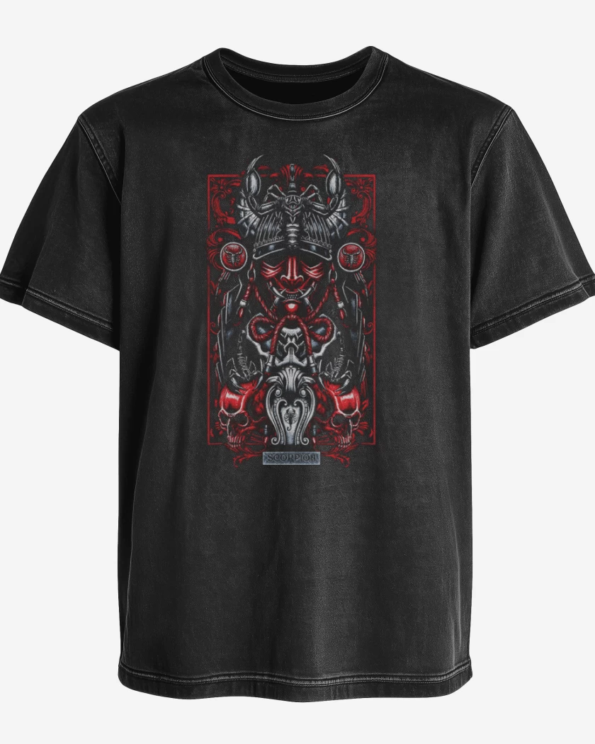 Polera desgastada Negro de Escorpion Signos
