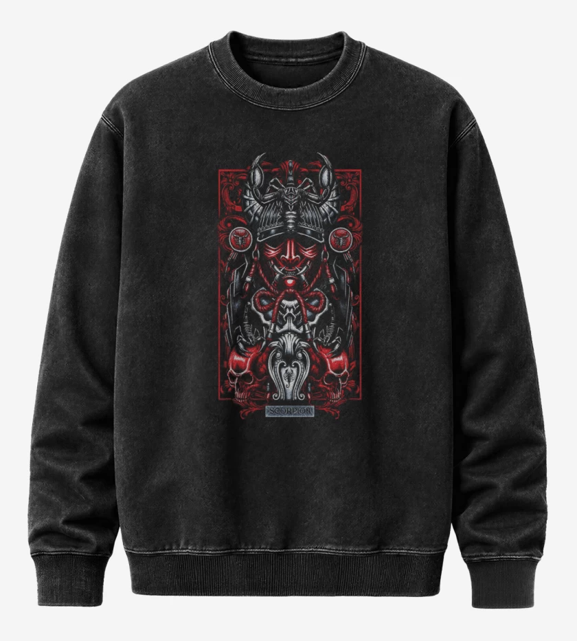 Poleron Polo Acid Wash Negro de Escorpion Signos