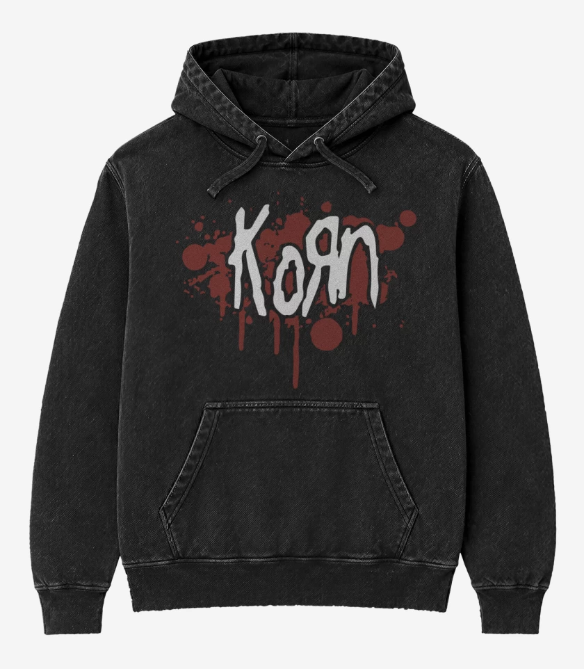 Poleron Canguro Acid Wash Negro de Korn