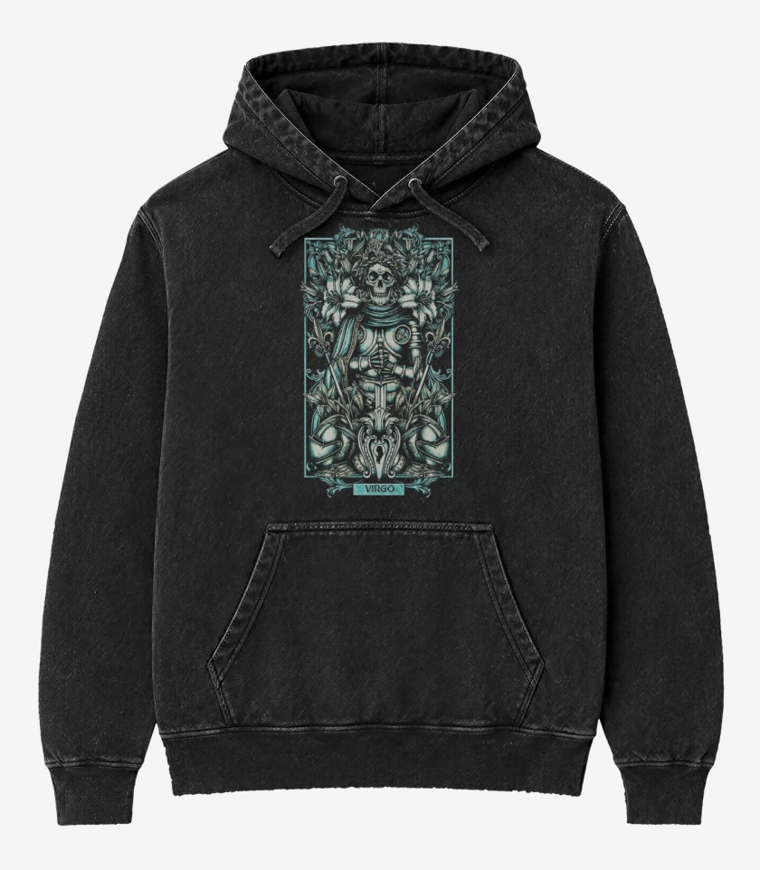 Poleron Canguro Acid Wash Negro de Virgo