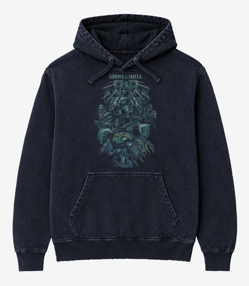 Poleron Canguro Acid Wash Azul Marino de Ghost in the Shell