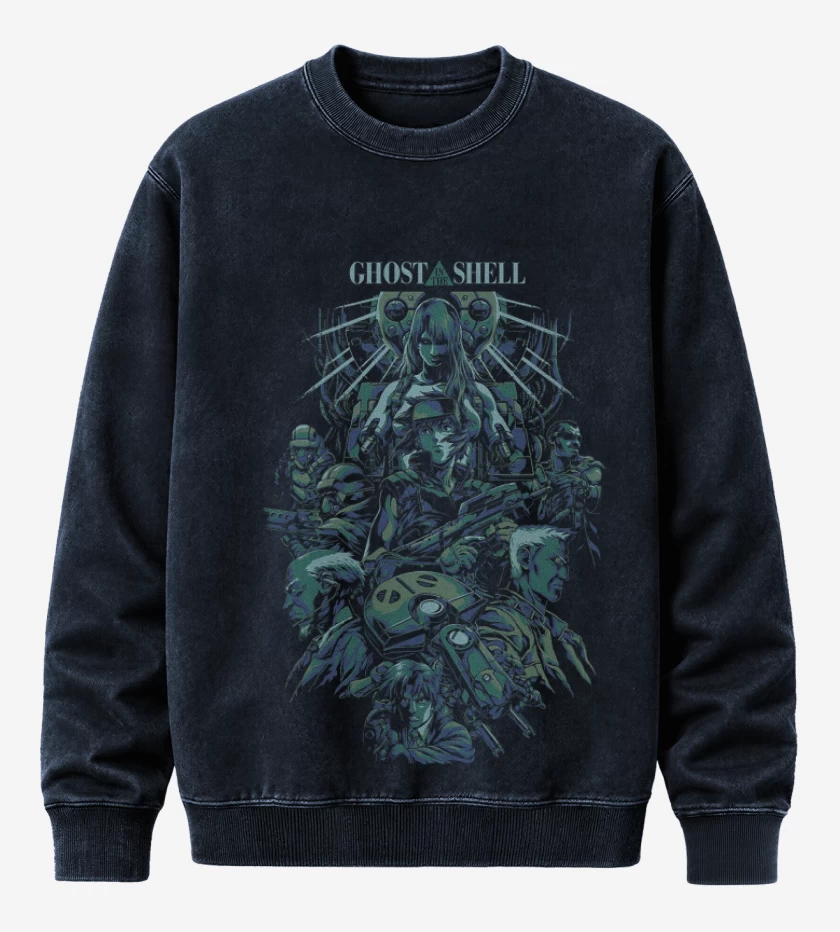 Poleron Polo Acid Wash Azul Marino de Ghost in the Shell