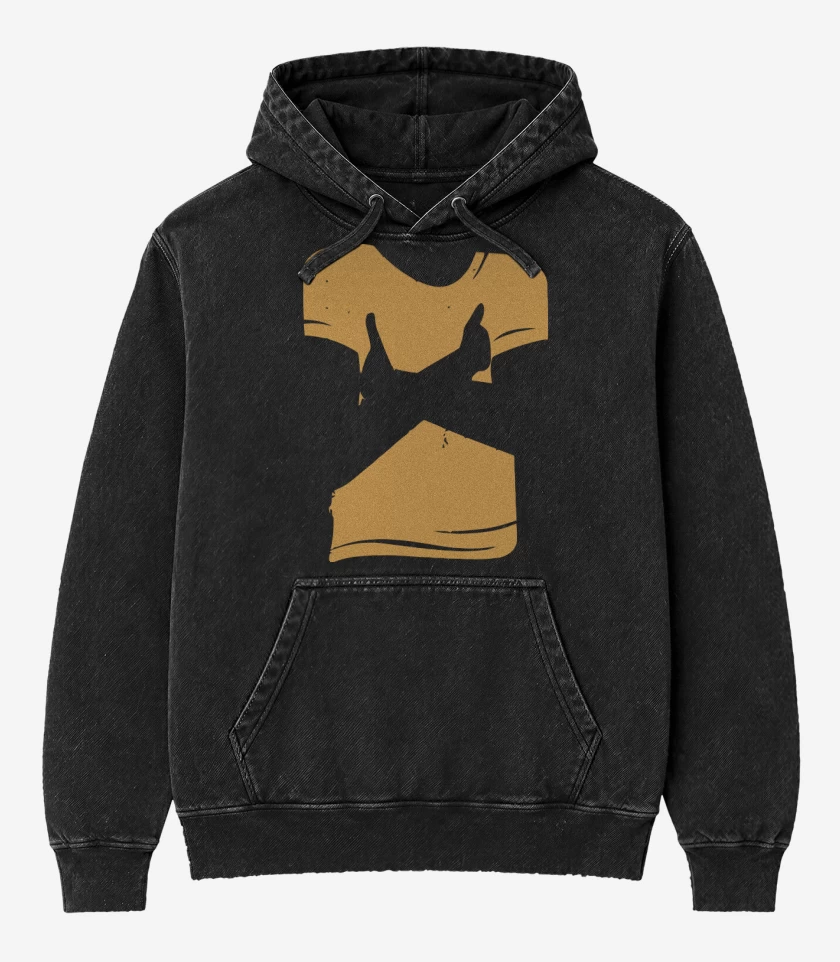 Poleron Canguro Acid Wash Negro de Trainspotting Polera