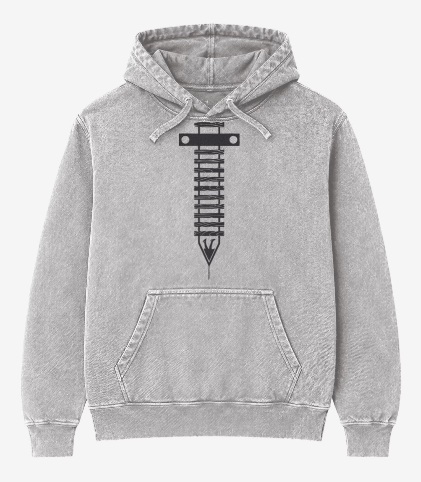Poleron Canguro Acid Wash Gris Melange de TrainspottingRiel