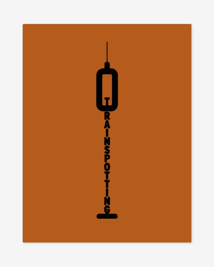 Print metalico Naranjo de Trainspotting Jeringa