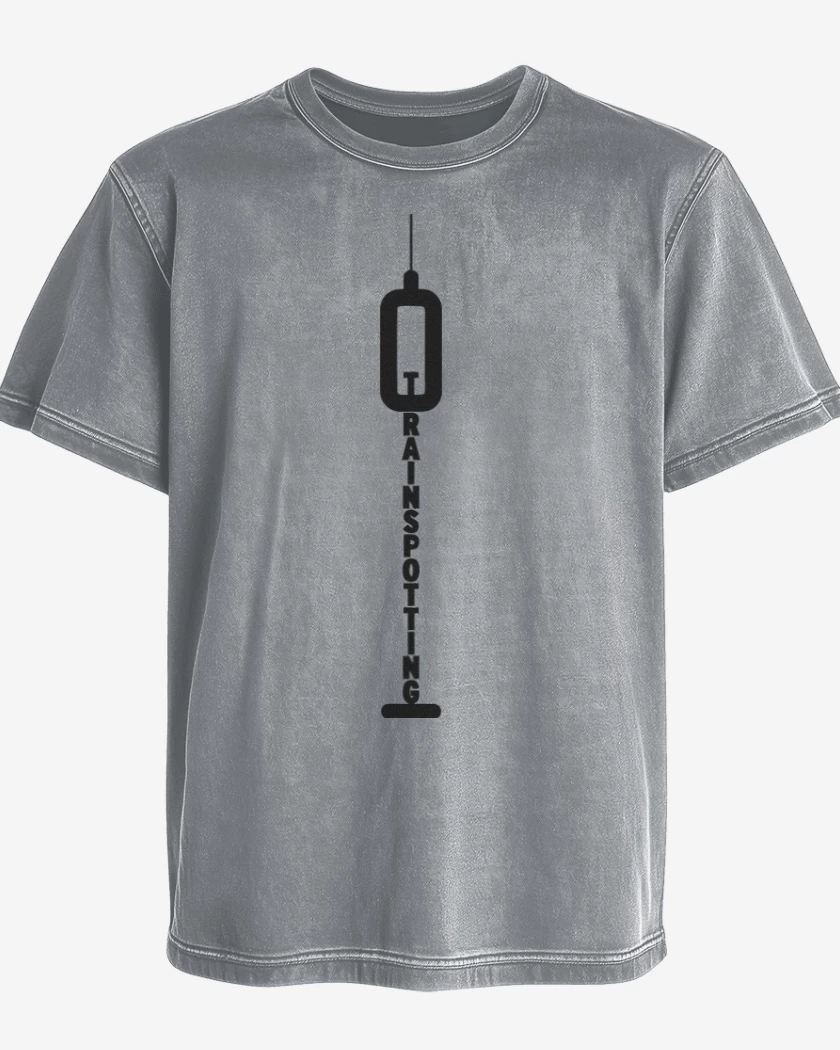 Polera desgastada Gris Melange de Trainspotting Jeringa