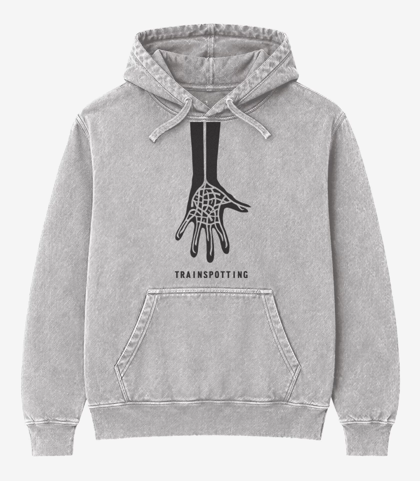 Poleron Canguro Acid Wash Gris Melange de Transpotting Mano