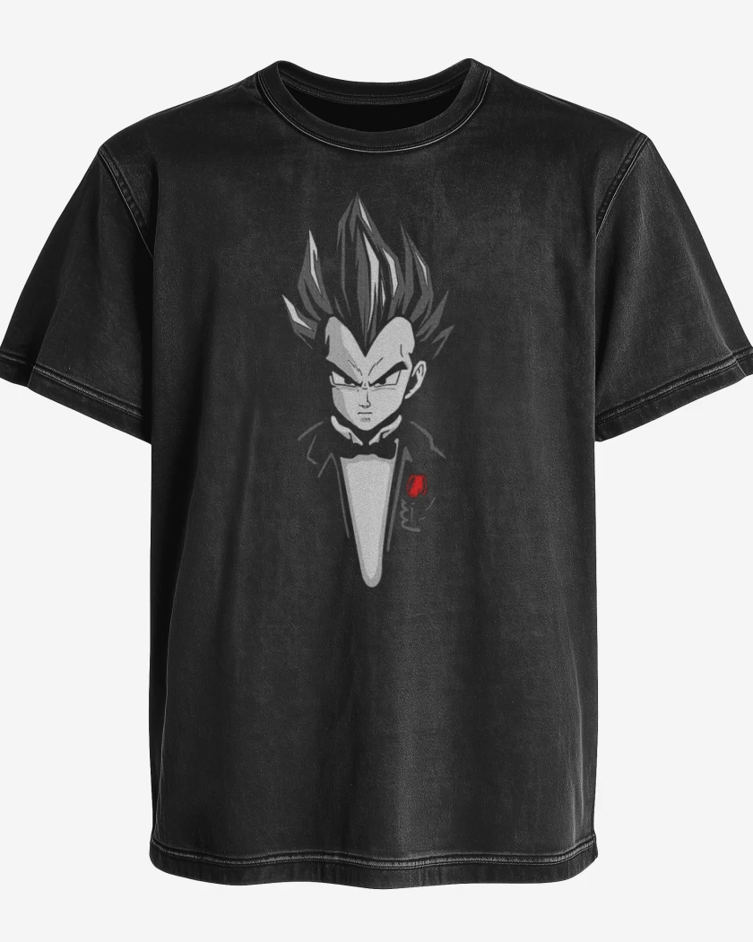 Polera desgastada Negro de Vegetta Godfather