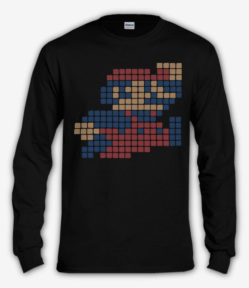 Polera manga larga Negro de 8 Bits