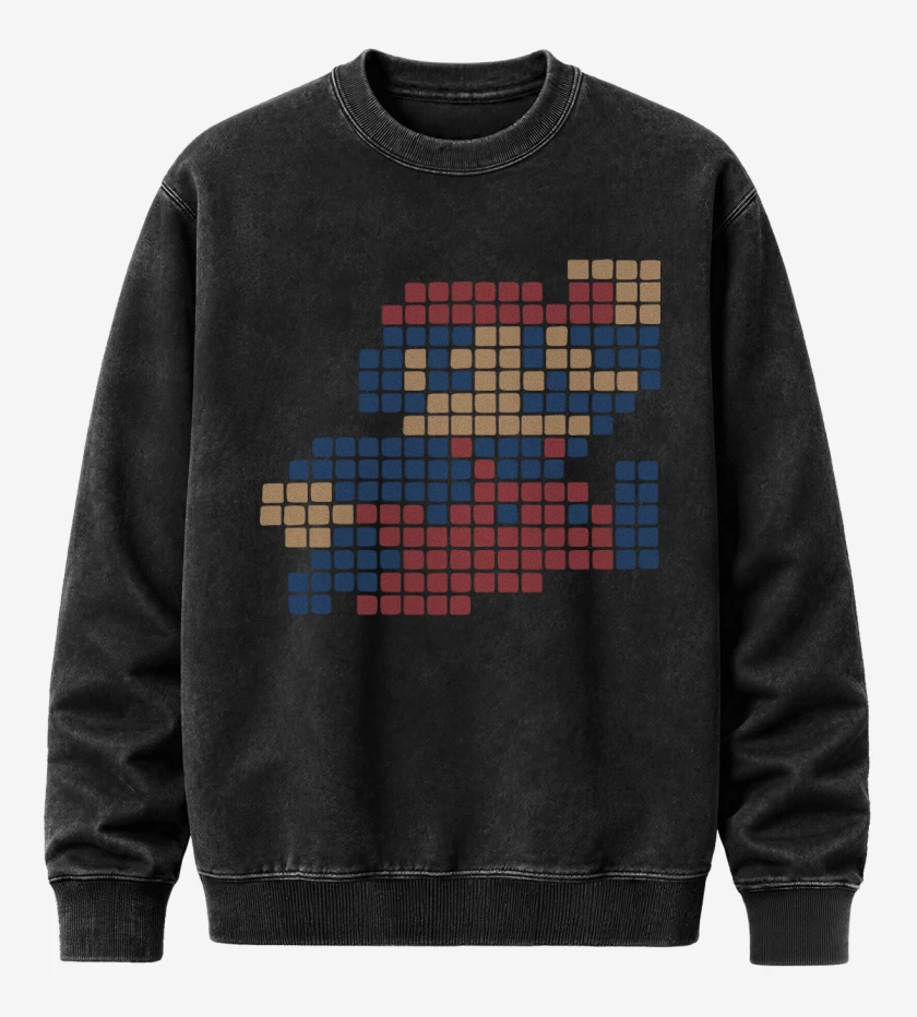 Poleron Polo Acid Wash Negro de 8 Bits