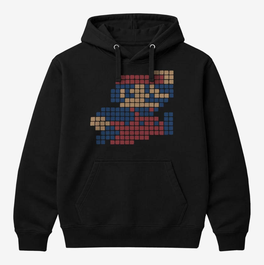 Polerón Canguro Negro de 8 Bits