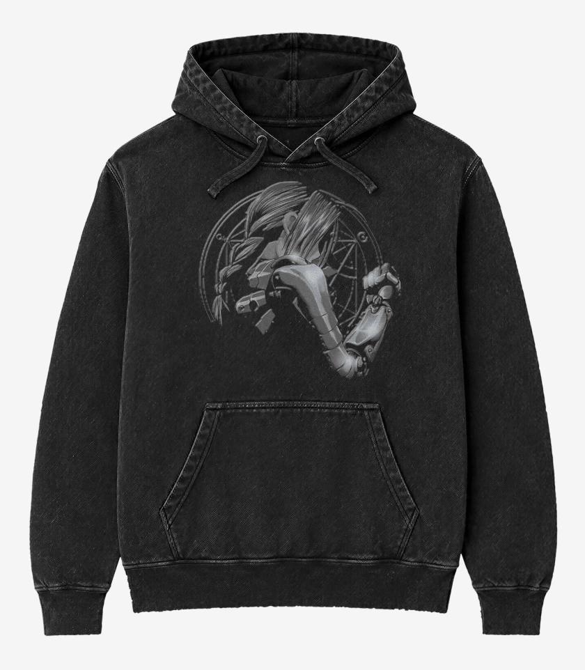 Poleron Canguro Acid Wash Negro de Fma 2