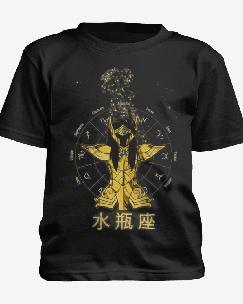 Polera de niño Negro de Acuario Saint Seiya