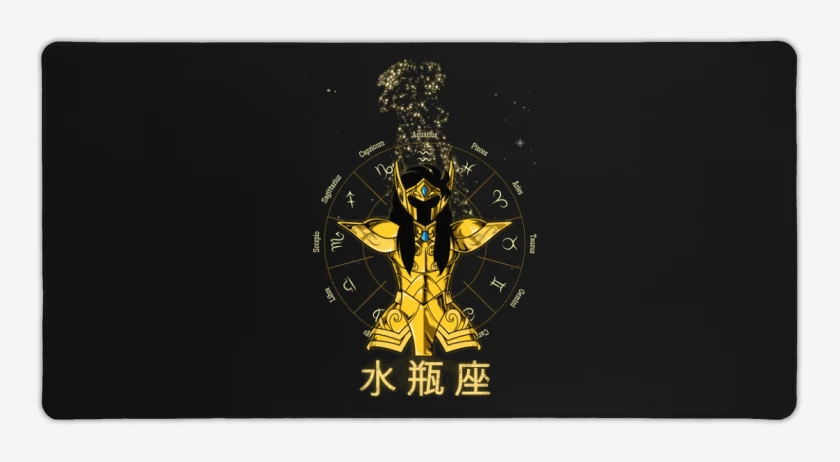 Mouse pad Gamer Negro de Acuario Saint Seiya