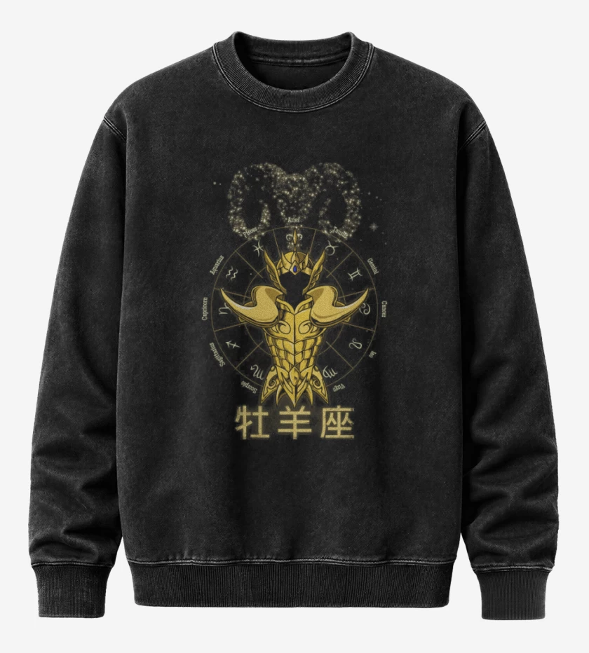 Poleron Polo Acid Wash Negro de Aries
