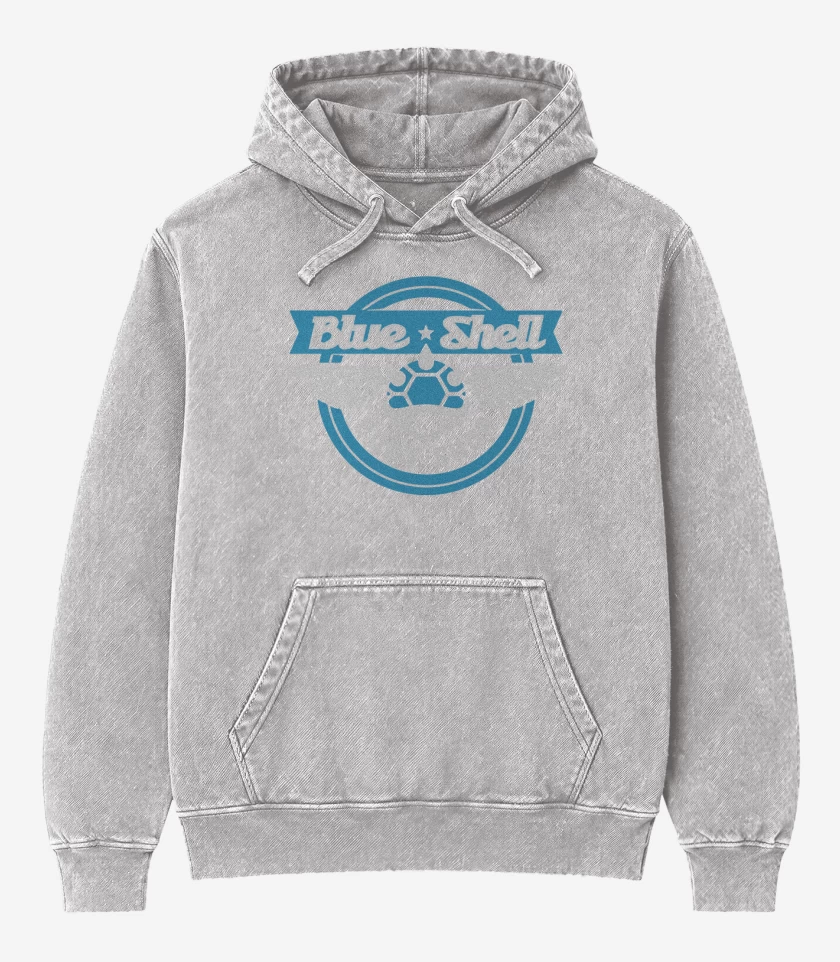 Poleron Canguro Acid Wash Gris Melange de Blue Shell