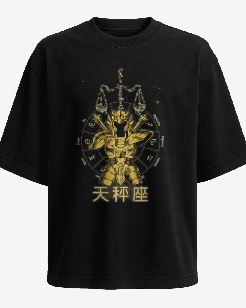Polera Oversize Negro de Libra Saint Seiya