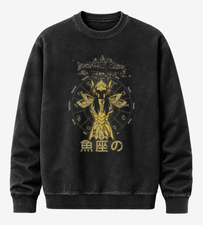 Poleron Polo Acid Wash Negro de Piscis