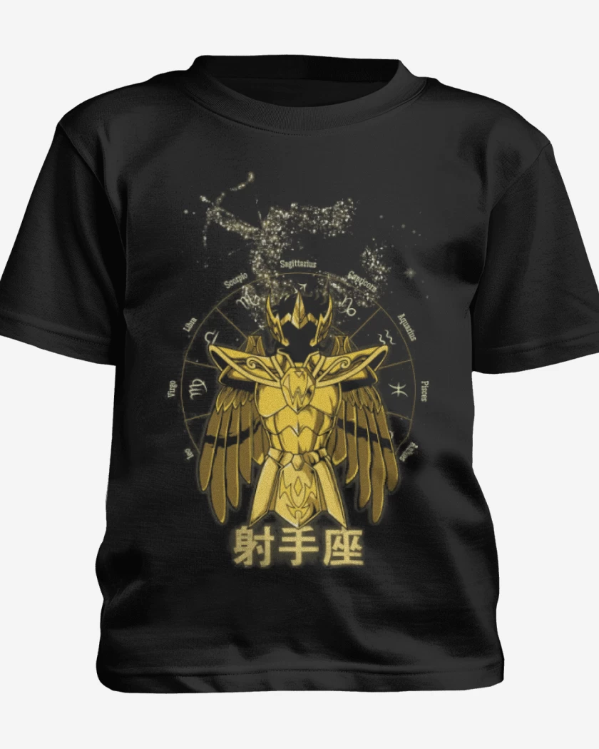 Polera de niño Negro de Sagitario Saint Seiya