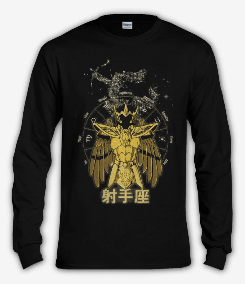 Polera manga larga Negro de Sagitario Saint Seiya