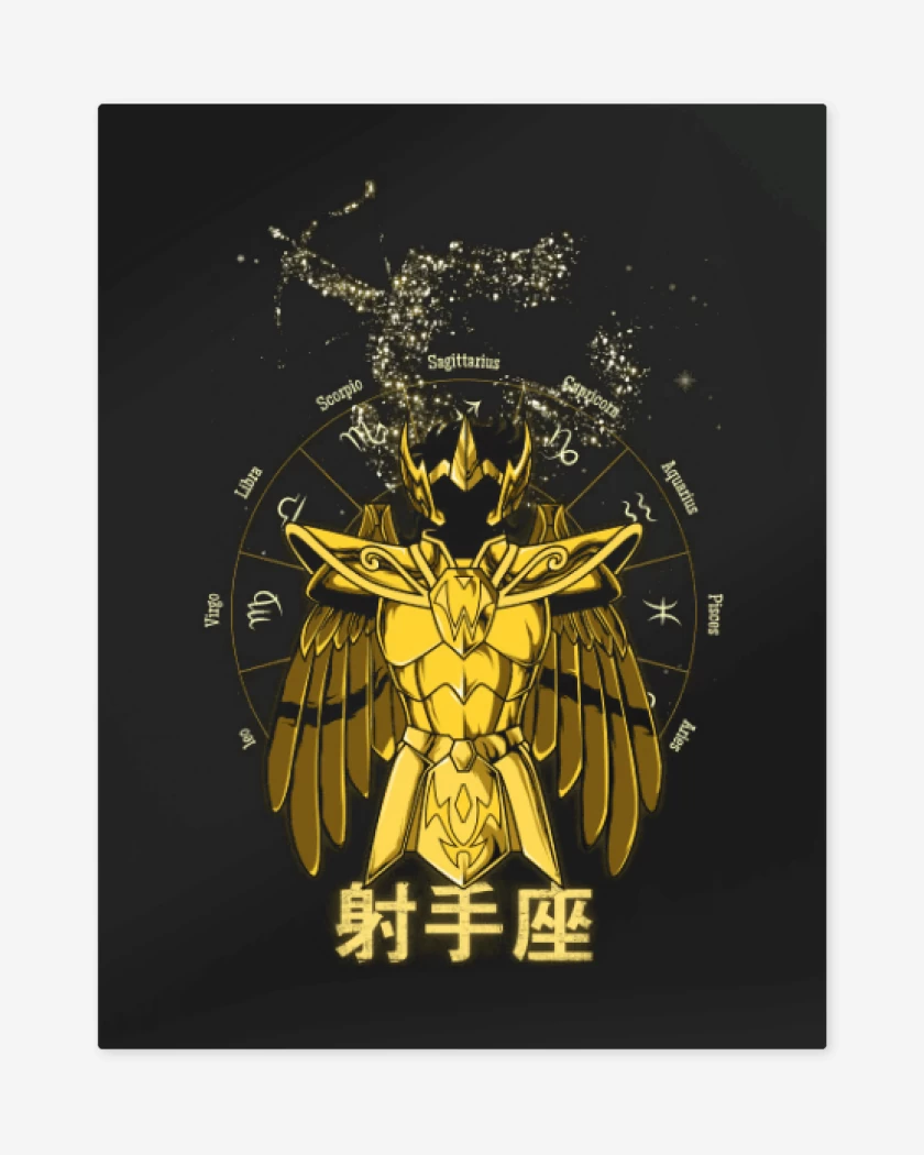 Print metalico Negro de Sagitario Saint Seiya