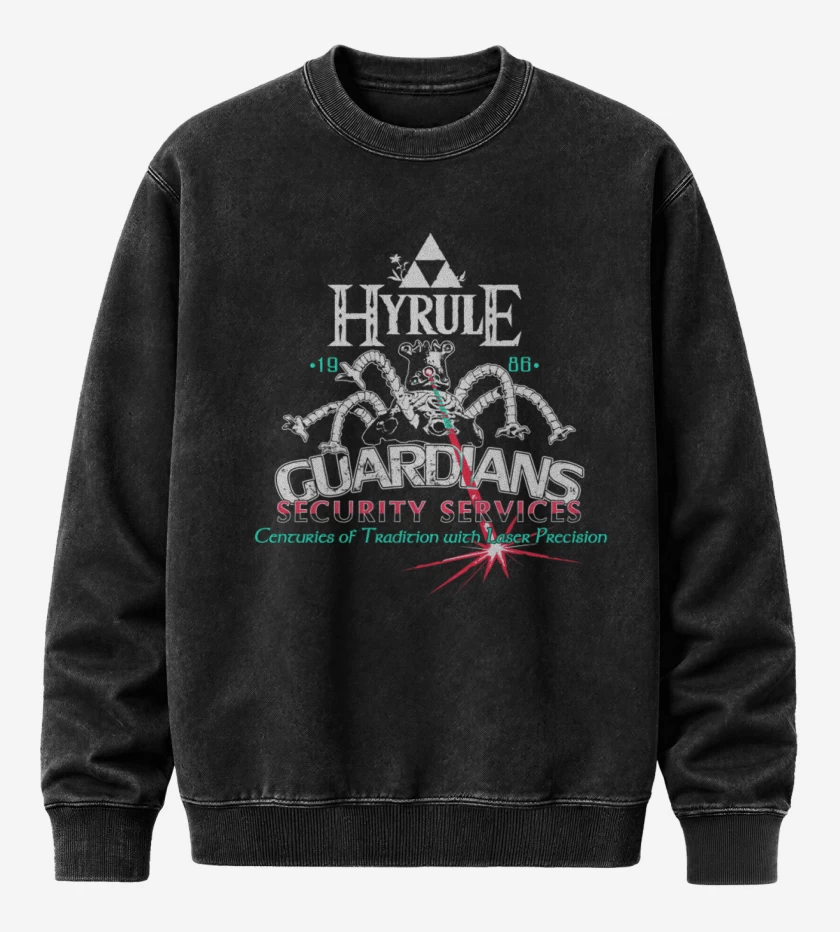 Poleron Polo Acid Wash Negro de Hyrule Guardians